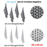 NNEDSZ Set of 4 Christopher Vine Marigold Cotton Napkins 40cm x 40cm White
