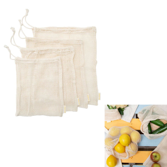 NNEDSZ J Elliot Home Lemonade Karma Set of 4 Cotton Eco-Friendly Natural Mesh Storage Bag Set