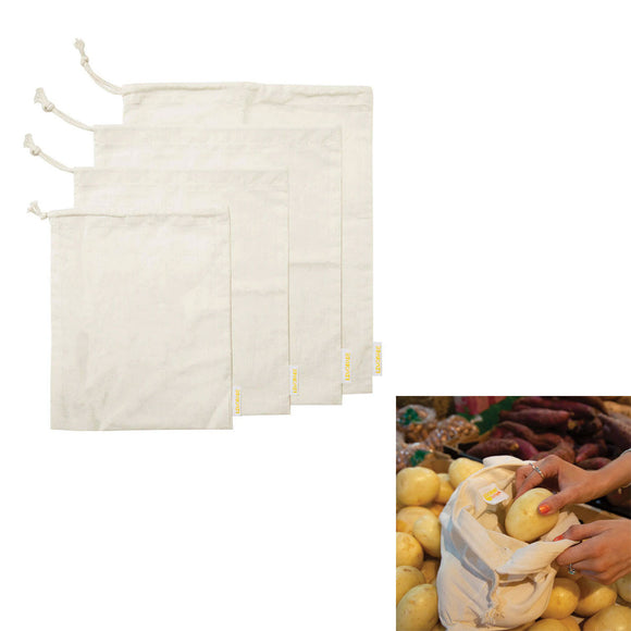NNEDSZ J Elliot Home Lemonade Karma Set of 4 Cotton Eco-Friendly Natural Muslin Storage Bag Set