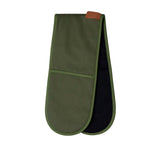 NNEDSZ J Elliot Home Selby Cotton Double Oven Mitt Glove 17 x 82 cm Olive & Black