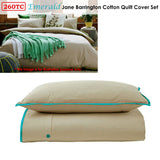 NNEDSZ Jane Barrington Cotton Quilt Cover Set Taupe/Emerald Single