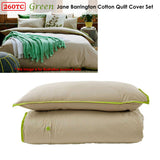 NNEDSZ Jane Barrington Cotton Quilt Cover Set Taupe/Green Queen