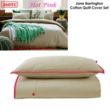 NNEDSZ Jane Barrington Cotton Quilt Cover Set Taupe/Hot Pink Single