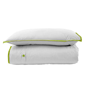 NNEDSZ 260TC 100% Cotton Quilt Cover Set Single White Green