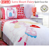 NNEDSZ Rose Garden 250TC Love Heart Fairy Quilt Cover Set Single