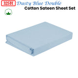 NNEDSZ 325TC 100% Cotton Sateen Sheet Set Dusty Blue Double