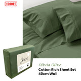NNEDSZ Jane Barrington 1200TC Olivia Cotton Rich Sheet Set 40cm Wall Olive King