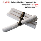 NNEDSZ Set of 4 MCotton Placemats with Napkins and Napkin Rings White