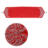 NNEDSZ Embroidered Faux Silk Table Runner 33 x 135 cm Eve Red Silver