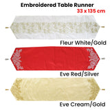 NNEDSZ Embroidered Faux Silk Table Runner 33 x 135 cm Eve Red Silver