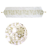NNEDSZ Embroidered Faux Silk Table Runner 33 x 135 cm Fleur White Gold