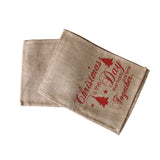 NNEDSZ Christmas Jute Woven Taupe Table Runner 33 x 180cm Joyful