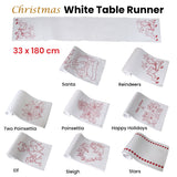 NNEDSZ Christmas Print White Table Runner 33 x 180cm Stars