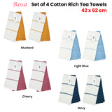 NNEDSZ Set of 4 Rosa Cotton Rich Terry Tea Towels 42 x 62cm Mustard