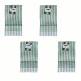 NNEDSZ Set of 4 Cotton Checkered Jumbo Tea Towels 60x90cm Green