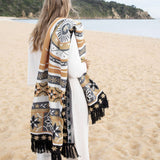 NNEDSZ J Elliot Home Kasbah Luxury Fringe Throw 130 x 160cm Black