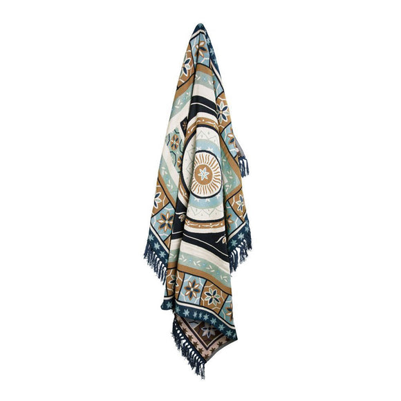 NNEDSZ J Elliot Home Kasbah Luxury Fringe Throw 130 x 160cm Blue