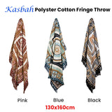 NNEDSZ J Elliot Home Kasbah Luxury Fringe Throw 130 x 160cm Blue