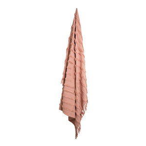 NNEDSZ J Elliot Home Zen Luxury Fringe Throw 130 x 160cm Clay Pink