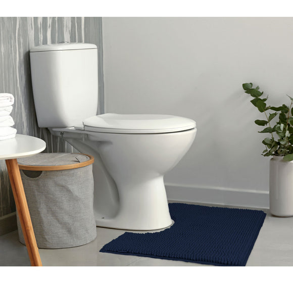 NNEDSZ Toggle Microfiber Bath Mat Contourned Navy