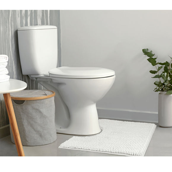 NNEDSZ Toggle Microfiber Bath Mat Contourned White