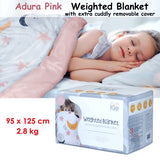 NNEDSZ Jelly Bean Kids Adura Pink Kids Weighted Blanket with Extra Cuddly Removable Cover 2.8kg 95 x 125 cm