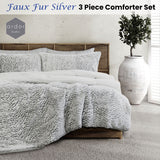 NNEDSZ Faux Fur Silver 3 Piece Comforter Set Single/Double