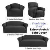 NNEDSZ Elan Cambridge Extra-stretch Couch Cover Steel Two Seater Steel