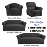 NNEDSZ Elan Cambridge Extra-stretch Couch Cover Steel One Seater Recliner Steel