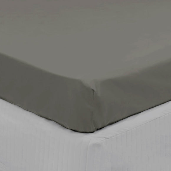 NNEDSZ 300TC Cotton Fitted Sheet Long Single Size Charcoal