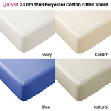 NNEDSZ Essentially Home Living Polyester Cotton Fitted Sheet 33cm Wall Queen Ivory
