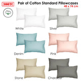 NNEDSZ Pair of 300TC Cotton Standard Pillowcases Stone