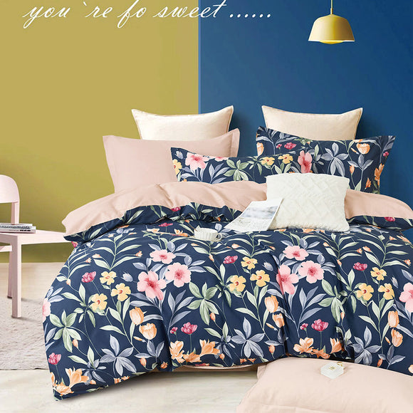 NNEDSZ 250TC Ariana Floral Cotton Sateen Quilt Cover Set Queen
