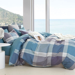 NNEDSZ 250TC Costa Check Cotton Sateen Quilt Cover Set King