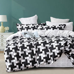 NNEDSZ 250TC Emerson Geometric Cotton Sateen Quilt Cover Set King