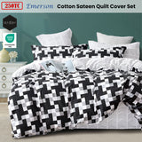 NNEDSZ 250TC Emerson Geometric Cotton Sateen Quilt Cover Set King