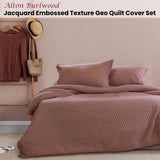 NNEDSZ Alton Burlwood Embossed Texture Geo Quilt Cover Set Queen