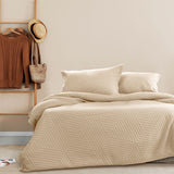 NNEDSZ Alton Linen Embossed Texture Geo Quilt Cover Set King