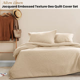NNEDSZ Alton Linen Embossed Texture Geo Quilt Cover Set King