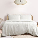 NNEDSZ Embossed Quilt Cover Set Bondi White Double