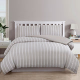 NNEDSZ Cove Coastal Grey Seersucker Waffle Quilt Cover Set Queen