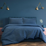 NNEDSZ Eddison Cornflower Light Quilted Embossed Quilt Cover Set Queen