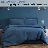NNEDSZ Eddison Cornflower Light Quilted Embossed Quilt Cover Set Queen
