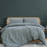 NNEDSZ Fletcher Faded Indigo Printed Quilt Cover Set Queen