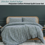 NNEDSZ Fletcher Faded Indigo Printed Quilt Cover Set Queen