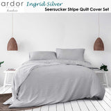 NNEDSZ Ingrid Silver Seersucker Stripe Quilt Cover Set King