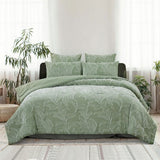 NNEDSZ Kiah Pale Olive Textured Clipped Quilt Cover Set King