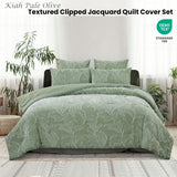 NNEDSZ Kiah Pale Olive Textured Clipped Quilt Cover Set King