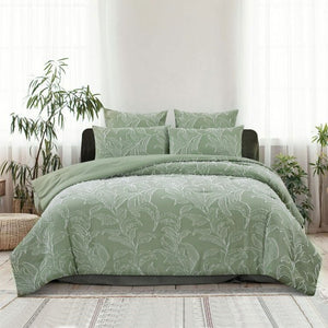 NNEDSZ Kiah Pale Olive Textured Clipped Quilt Cover Set Queen