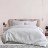 NNEDSZ Leonardo White Embossed Quilt Cover Set Double